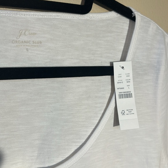 NWT J. Crew white cotton slub scoop neck short sleeved t-shirt size large crop - Picture 2 of 6